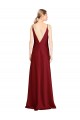 Outlet Sleeveless Stretch Satin V-Back A-Line Burgundy Evening Dresses Canada