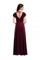 Outlet Flutter Sleeve Stretch Velvet A-Line Burgundy Maxi Evening Dress Canada