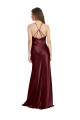 Outlet Sleeveless Stretch Satin A-Line Burgundy Gold Evening Dress Canada