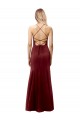 Outlet Sleeveless Stretch Crepe Criss Cross Back Mermaid Burgundy Gold Evening Dress Canada