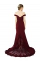 Outlet Sleeveless Stretch Crepe & Lace V-Back Mermaid Burgundy Gold Evening Dress Canada