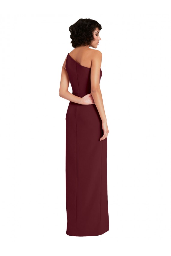 Outlet Sleeveless Stretch Crepe Sheath Burgundy Gold Evening Dress Canada