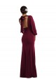 Outlet Long Sleeves Crepe Open Back Trumpet Burgundy Gold Evening Dress Canada