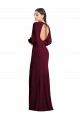 Outlet Puff Sleeve Stretch Crepe Open Back Trumpet Burgundy Gold Evening Dress Canada