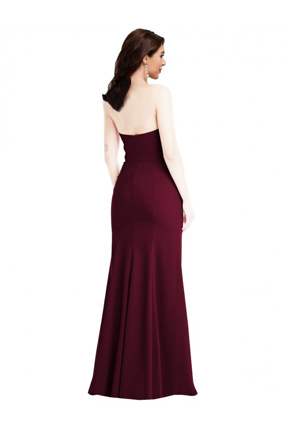 Outlet Sleeveless Stretch Crepe Trumpet Burgundy Gold Semi Formal Evening Dress Canada