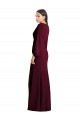 Outlet Puff Sleeves Stretch Crepe Trumpet Burgundy Gold Semi Formal Evening Dress Canada