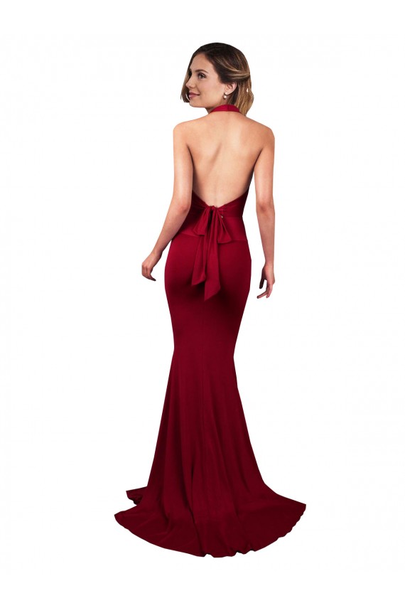 Outlet Sleeveless Spandex Open Back Mermaid Burgundy Sexy Evening Dress Canada