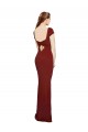 Outlet Cap Sleeves Stretch Crepe Keyhole Back Mermaid Burgundy Evening Dress Canada
