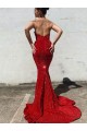 Outlet Sleeveless Velvet Sequin Mermaid Burgundy Sweetheart Evening Dress Canada