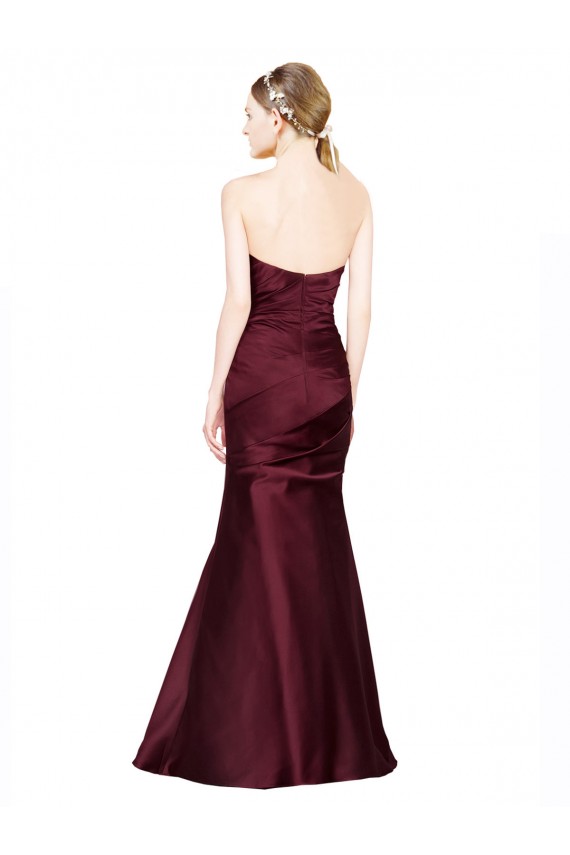 Outlet Sleeveless Luxe Satin Low Back Mermaid Burgundy Evening Dress Canada
