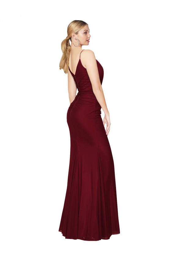 Outlet Sleeveless Soft Chiffon V-Back Mermaid Burgundy Sexy Evening Dress Canada