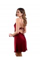 Outlet Sleeveless Silky Satin Criss Cross Open Back Sheath Burgundy Sexy Evening Dress Canada