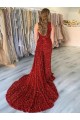 Outlet Sleeveless Velvet Sequin Sheath Burgundy One Shoulder Evening Dress Canada
