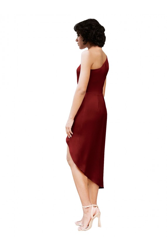 Outlet Sleeveless Stretch Satin Sheath Burgundy Evening Dress Canada