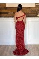 Outlet Sleeveless Velvet Sequin Sheath Burgundy Evening Dress Canada