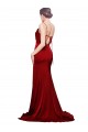Outlet Sleeveless Stretch Satin Criss Cross Back Sheath Burgundy Evening Dress Canada