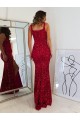 Outlet Sleeveless Velvet Sequin Sheath Burgundy Square Neck Evening Dress Canada