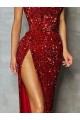 Outlet Sleeveless Velvet Sequin Sheath Burgundy Strapless Evening Dress Canada