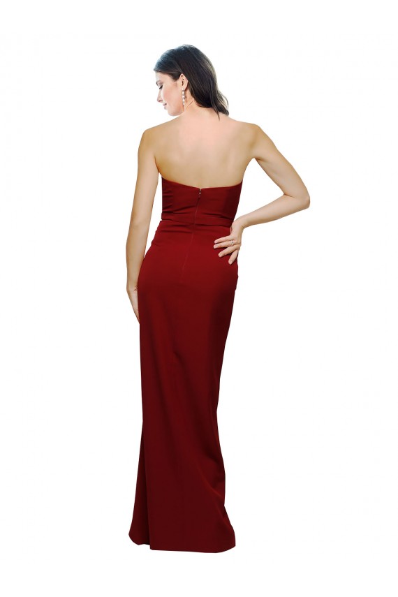 Outlet Sleeveless Stretch Crepe Low Back Sheath Burgundy Evening Dress Canada
