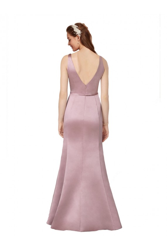 Outlet Sleeveless Satin V-Back Sheath Burgundy Evening Dress Canada
