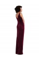 Outlet Sleeveless Stretch Velvet Sheath Burgundy Maxi Evening Dress Canada