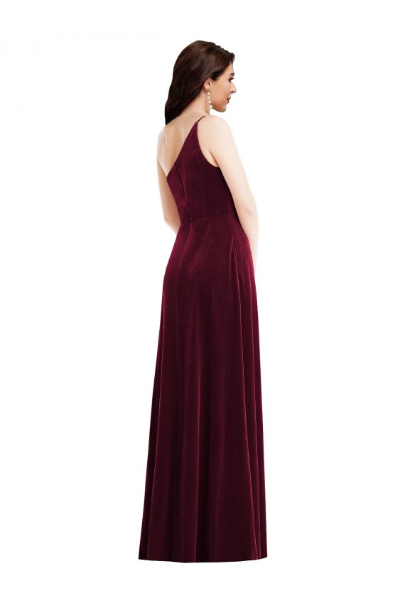 Outlet Sleeveless Stretch Velvet Trumpet Burgundy Maxi Evening Dress Canada