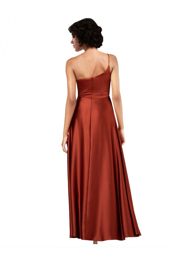 Outlet Sleeveless Silky Satin A-Line Burnt Orange Evening Dress Canada
