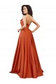 Outlet Sleeveless Silky Satin Low Back A-Line Burnt Orange Evening Dress Canada