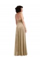 Outlet Sleeveless Stretch Velvet Low Back A-Line Champagne Maxi Evening Dress Canada