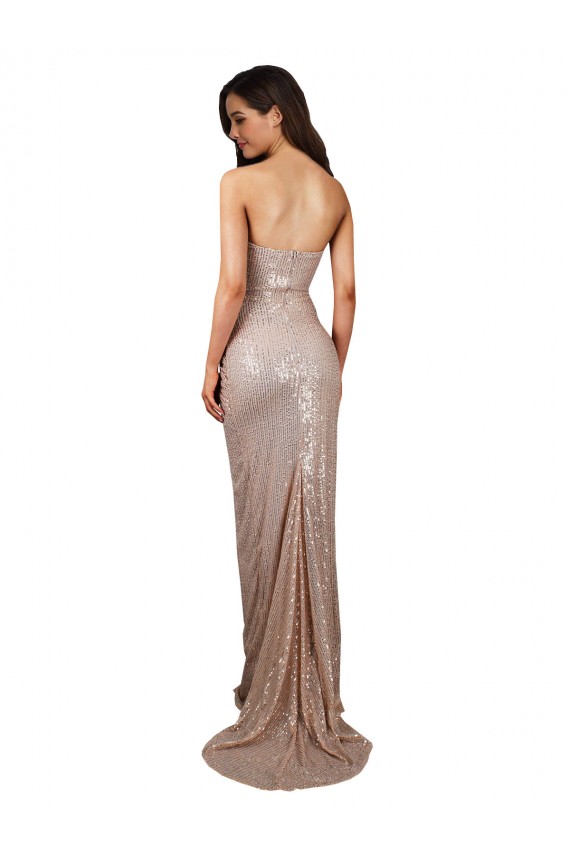 Outlet Sleeveless Sequin Low Back Mermaid Champagne Sexy Evening Dress Canada