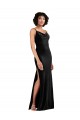 Outlet Sleeveless Stretch Velvet Low Back Column Black Evening Dress Canada