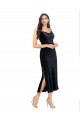 Outlet Sleeveless Stretch Velvet Low Back Column Dark Navy Evening Dress Canada