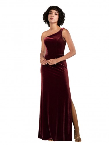 Outlet Sleeveless Stretch Velvet Column Burgundy Sexy Evening Dress Canada