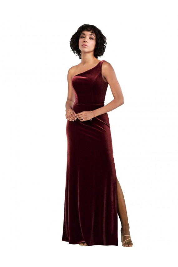 Outlet Sleeveless Stretch Velvet Column Burgundy Sexy Evening Dress Canada