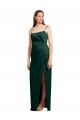 Outlet Sleeveless Stretch Satin Low Back Column Hunter Evening Dress Canada