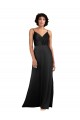 Outlet Sleeveless Silky Satin Column Black Evening Dress Canada