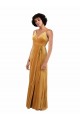 Outlet Sleeveless Stretch Velvet V-Back Column Gold Evening Dress Canada