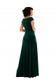 Outlet Cap Sleeves Stretch Velvet A-Line Dark Green Maxi Evening Dress Canada