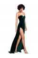 Outlet Sleeveless Stretch Velvet Low Back A-Line Dark Green Semi Formal Evening Dress Canada