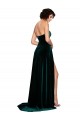 Outlet Sleeveless Stretch Velvet Low Back A-Line Dark Green Semi Formal Evening Dress Canada