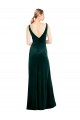 Outlet Sleeveless Stretch Velvet V-Back A-Line Dark Green Sexy Evening Dress Canada