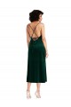 Outlet Sleeveless Stretch Velvet Criss Cross Open Back Sheath Dark Green Maxi Evening Dress Canada