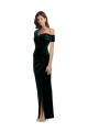 Outlet Sleeveless Stretch Velvet Sheath Dark Green Evening Dress Canada