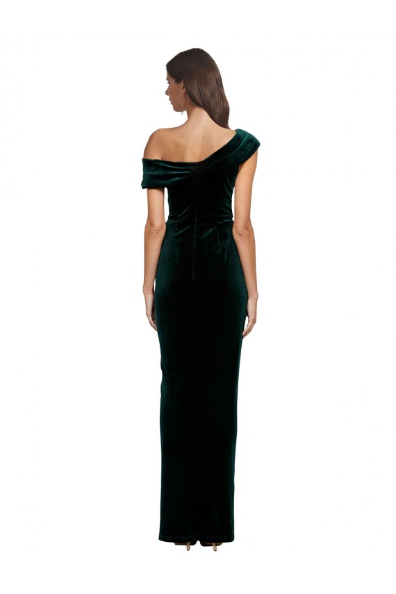 Outlet Sleeveless Stretch Velvet Sheath Dark Green Evening Dress Canada