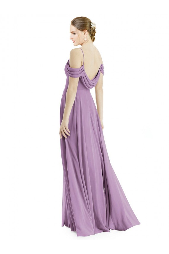 Outlet Sleeveless Soft Chiffon Open Back A-Line Dark Lavender Maxi Evening Dress Canada