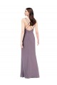 Outlet Sleeveless Soft Chiffon Criss Cross Open Back Column Dark Lavender Evening Dress Canada