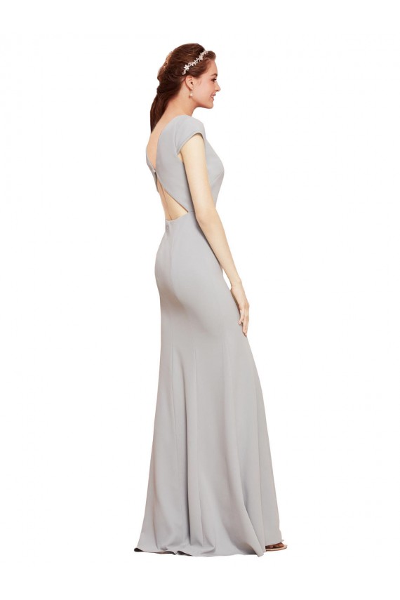 Outlet Sleeveless Stretch Crepe Open Back A-Line Dark Navy Sexy Evening Dress Canada