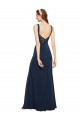 Outlet Sleeveless Stretch Crepe Low Back A-Line Dark Navy Evening Dresses Canada