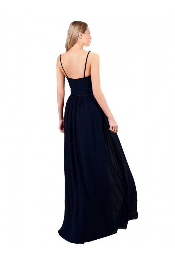 Outlet Sleeveless Soft Chiffon A-Line Dark Navy Evening Dress Canada