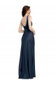 Outlet Sleeveless Stretch Satin Low Back A-Line Dark Navy Bridal Party Dress Canada